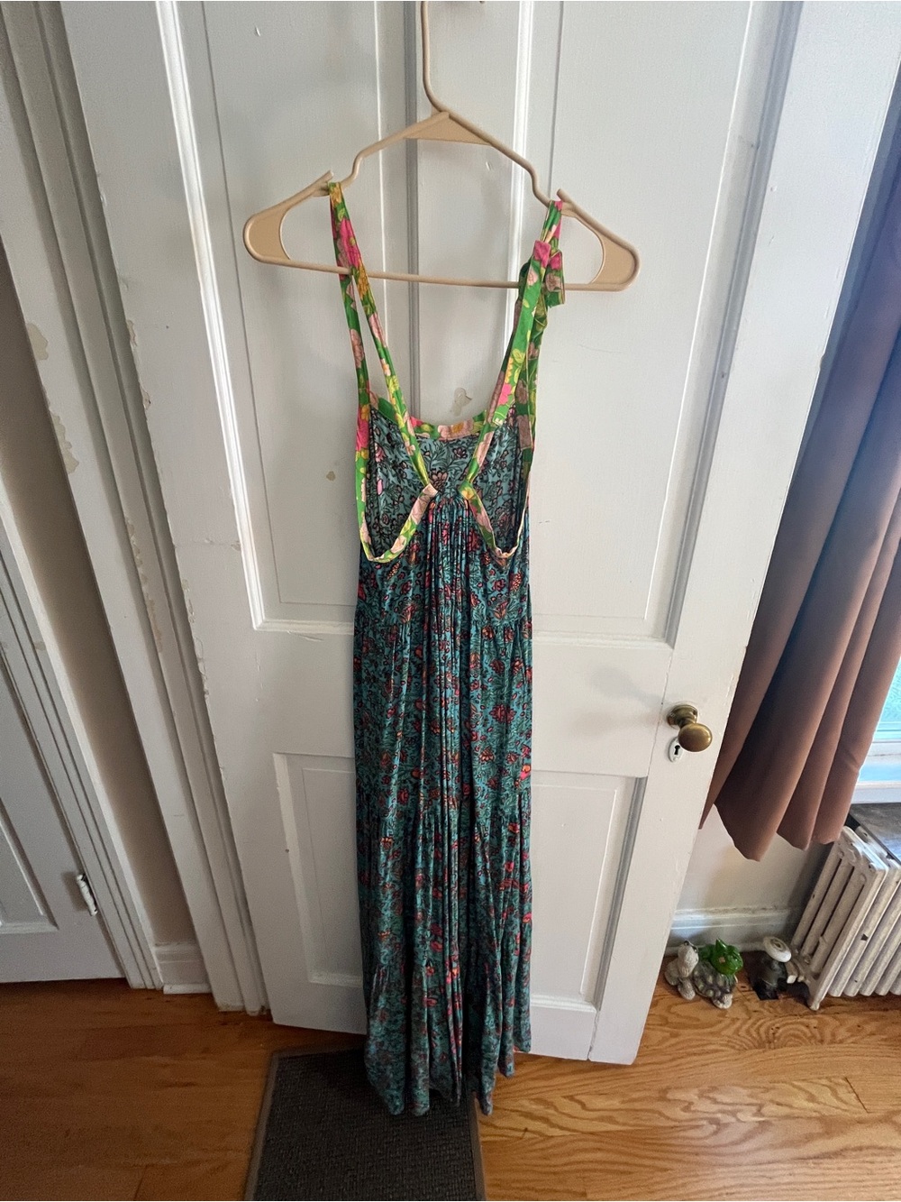 NATURAL LIFE Teal Maxi Dress with Pink Floral Details - Picture 5 of 5
